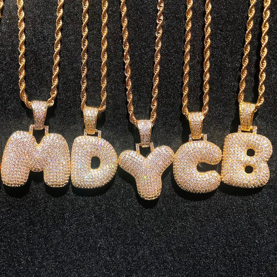 Bubble Letter W/ Rope Chain