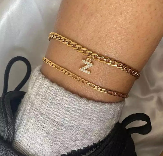 Initial Gold Diamond Anklet