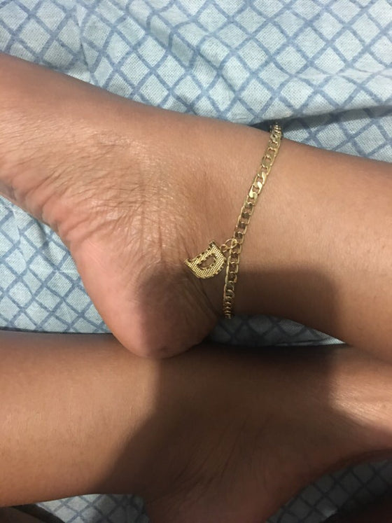 Anklet Chain W/ Thin Letter