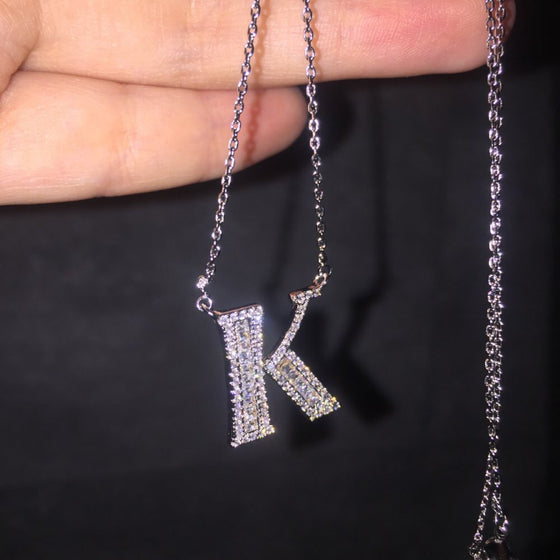 Cubic Zirconia Diamond Letter Necklace