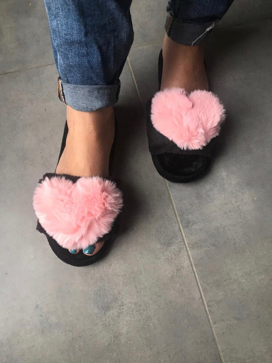 Cotton Heart Slippers